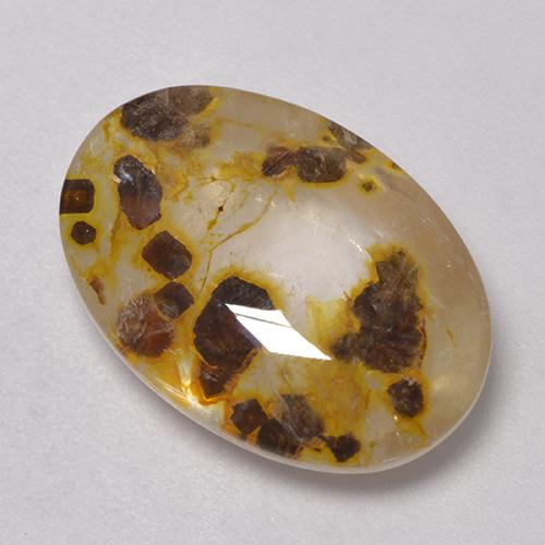 Quartz avec marcassite multicolore naturelle coupe ovale, 11,35 ct, transparent