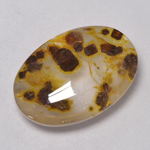 Quartz avec marcassite multicolore naturelle coupe ovale, 11,35 ct, transparent
