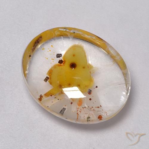 Quartz avec marcassite Multicolore naturelle ovale, 9.27 ct, Transparent