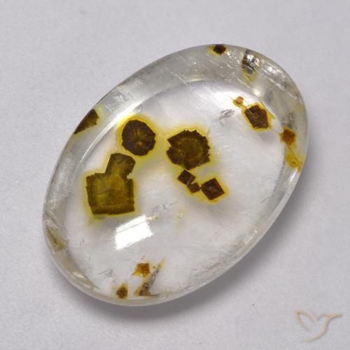 Quartz avec marcassite Multicolore naturelle ovale, 16.72 ct, Transparent