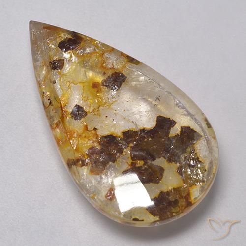 23.01ct Naturel Multicolore Quartz avec marcassite, En forme de poire, Transparent
