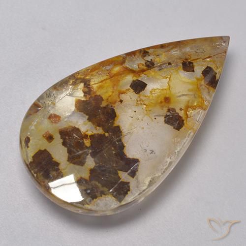 Quartz avec marcassite Multicolore naturelle En forme de poire, 23.01 ct, Transparent
