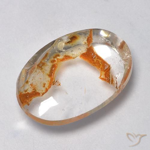 Quartz avec marcassite Multicolore naturelle ovale, 14.87 ct, Transparent