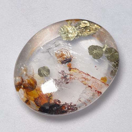 Quartz avec marcassite Multicolore naturelle Coupe ovale, 13.79 ct, Transparent