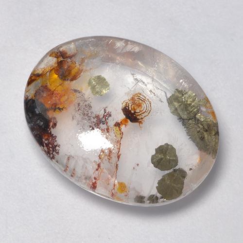 Quartz avec marcassite Multicolore naturelle Coupe ovale, 13.79 ct, Transparent