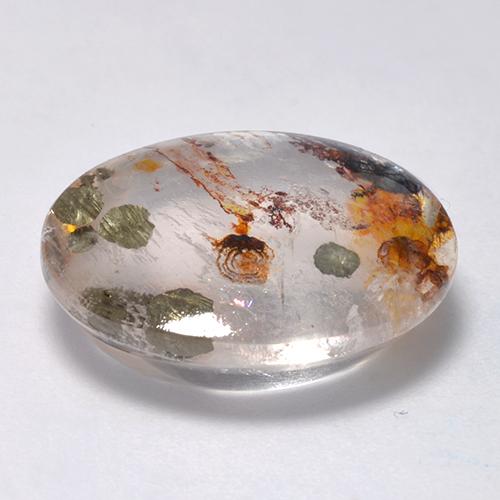 Quartz avec marcassite Multicolore naturelle Coupe ovale, 13.79 ct, Transparent