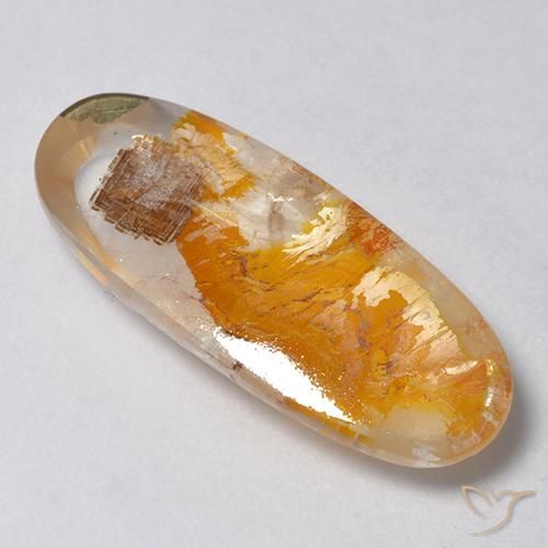 Quartz avec marcassite Multicolore naturelle ovale, 9.59 ct, Transparent