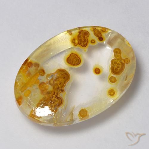 14.21ct Naturel Multicolore Quartz avec marcassite, ovale, Transparent