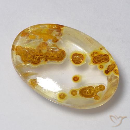 Quartz avec marcassite Multicolore naturelle ovale, 14.21 ct, Transparent