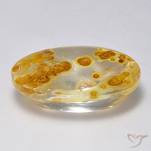 Quartz avec marcassite Multicolore naturelle ovale, 14.21 ct, Transparent