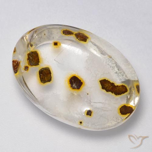 Quartz avec marcassite Multicolore naturelle ovale, 16.93 ct, Transparent