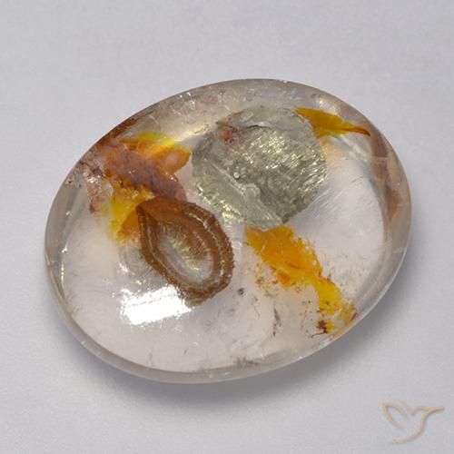 16.86ct Naturel Multicolore Quartz avec marcassite, ovale, Transparent