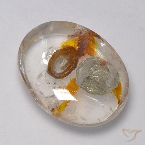 Quartz avec marcassite Multicolore naturelle ovale, 16.86 ct, Transparent