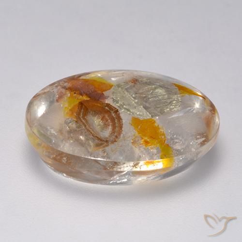 Quartz avec marcassite Multicolore naturelle ovale, 16.86 ct, Transparent