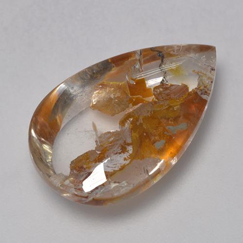 Quartz avec marcassite multicolore naturelle en forme de poire, 8,86 ct, transparent