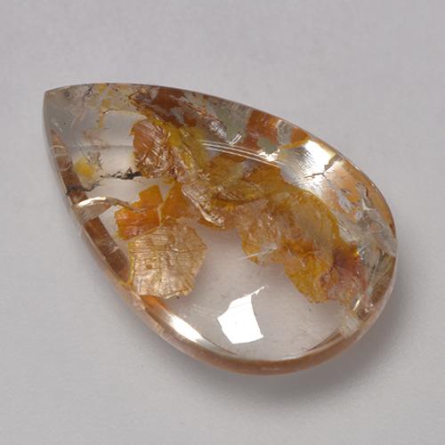 Quartz avec marcassite multicolore naturelle en forme de poire, 8,86 ct, transparent