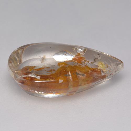 Quartz avec marcassite multicolore naturelle en forme de poire, 8,86 ct, transparent