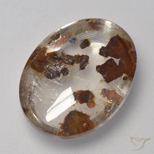 Quartz avec marcassite Multicolore naturelle ovale, 10.20 ct, Transparent