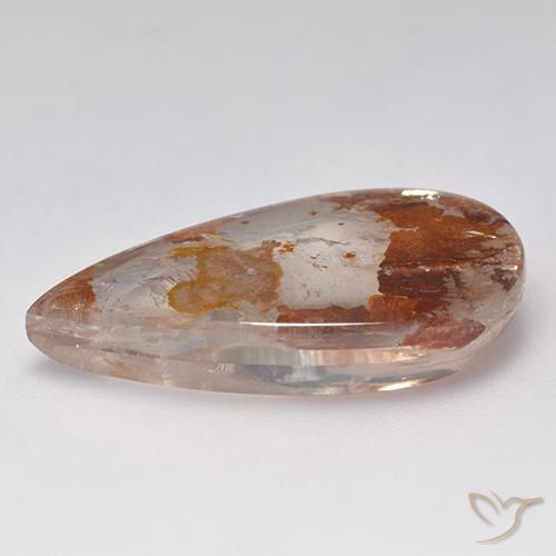 Quartz avec marcassite Multicolore naturelle En forme de poire, 12.68 ct, Transparent