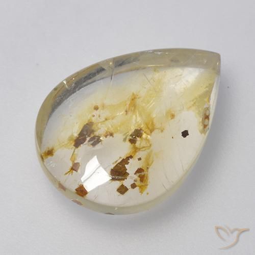 5.72ct Naturel Multicolore Quartz avec marcassite, En forme de poire, Transparent