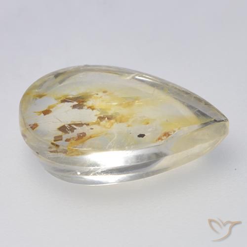 Quartz avec marcassite Multicolore naturelle En forme de poire, 5.72 ct, Transparent