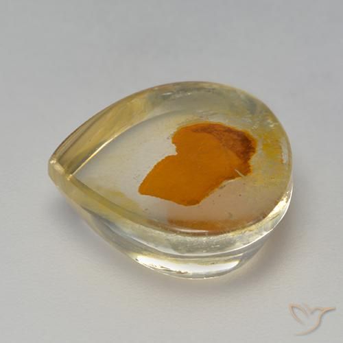Quartz avec marcassite multicolore naturelle en forme de poire, 7,97 ct, transparent