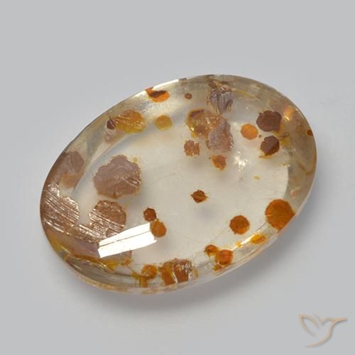12.37ct Naturel Multicolore Quartz avec marcassite, ovale, Transparent