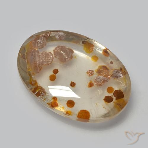 Quartz avec marcassite Multicolore naturelle ovale, 12.37 ct, Transparent