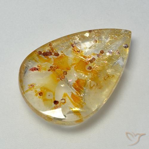 Quartz avec marcassite Multicolore naturelle En forme de poire, 13.08 ct, Transparent