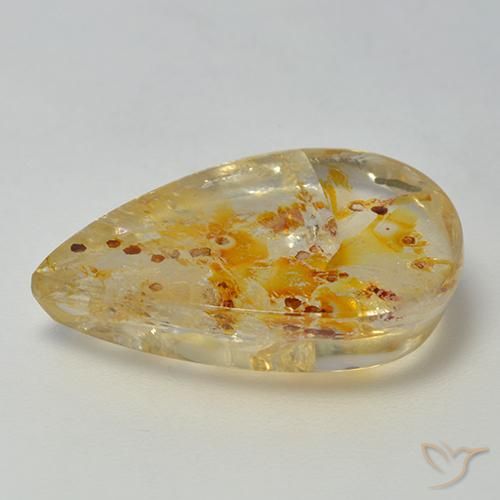 Quartz avec marcassite Multicolore naturelle En forme de poire, 13.08 ct, Transparent