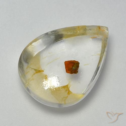 10.25ct Naturel Multicolore Quartz avec marcassite, En forme de poire, Transparent