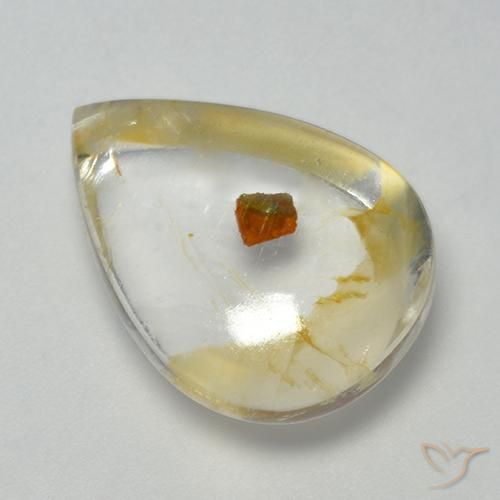 Quartz avec marcassite Multicolore naturelle En forme de poire, 10.25 ct, Transparent