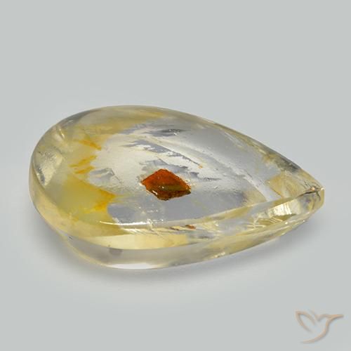 Quartz avec marcassite Multicolore naturelle En forme de poire, 10.25 ct, Transparent