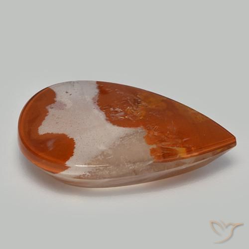 Quartz avec marcassite Multicolore naturelle En forme de poire, 14.40 ct, Transparent