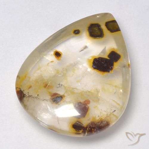 16.06ct Naturel Multicolore Quartz avec marcassite, En forme de poire, Transparent