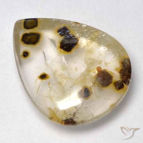 Quartz avec marcassite Multicolore naturelle En forme de poire, 16.06 ct, Transparent