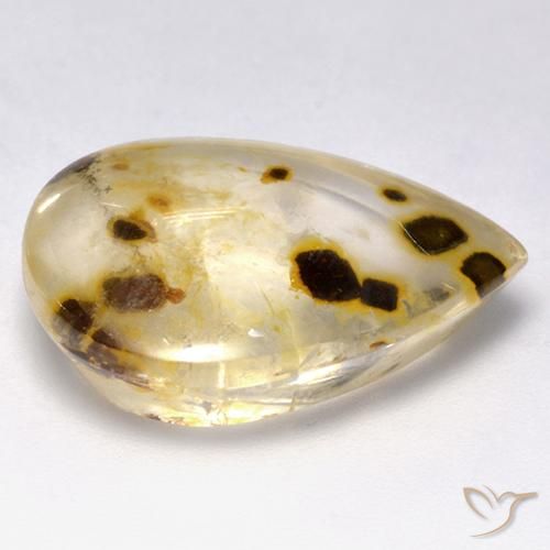 Quartz avec marcassite Multicolore naturelle En forme de poire, 16.06 ct, Transparent