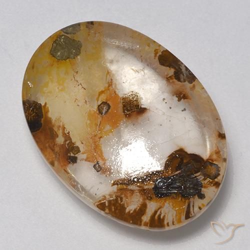 Quartz avec marcassite Multicolore naturelle ovale, 21.00 ct, Transparent