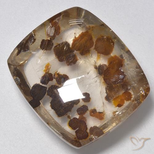 Quartz avec marcassite Multicolore naturelle Coussin, 28.55 ct, Transparent
