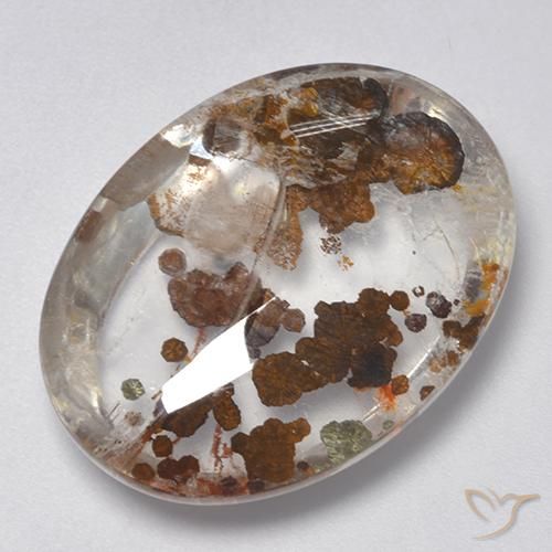 25.77ct Naturel Multicolore Quartz avec marcassite, ovale, Transparent