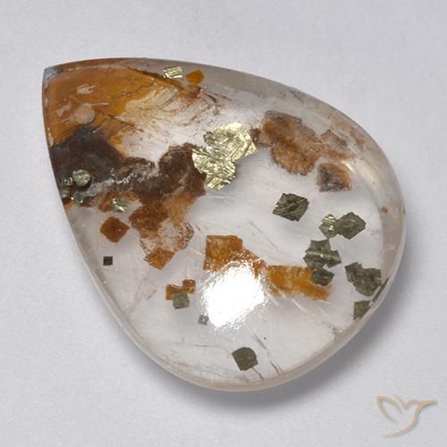 25.26ct Naturel Multicolore Quartz avec marcassite, En forme de poire, Transparent