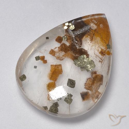 Quartz avec marcassite Multicolore naturelle En forme de poire, 25.26 ct, Transparent