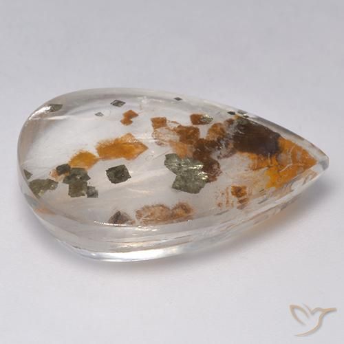Quartz avec marcassite Multicolore naturelle En forme de poire, 25.26 ct, Transparent