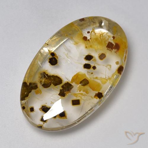 26.59ct Naturel Multicolore Quartz avec marcassite, ovale, Transparent