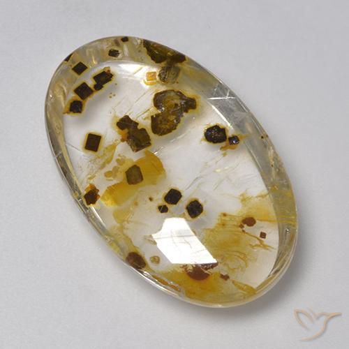 Quartz avec marcassite Multicolore naturelle ovale, 26.59 ct, Transparent