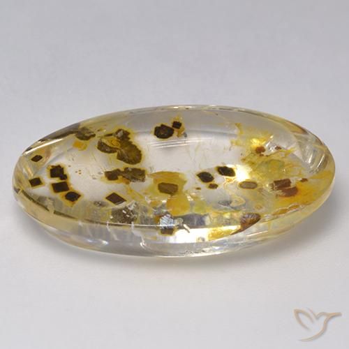 Quartz avec marcassite Multicolore naturelle ovale, 26.59 ct, Transparent