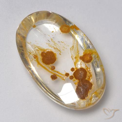 Quartz avec marcassite Multicolore naturelle ovale, 27.58 ct, Transparent