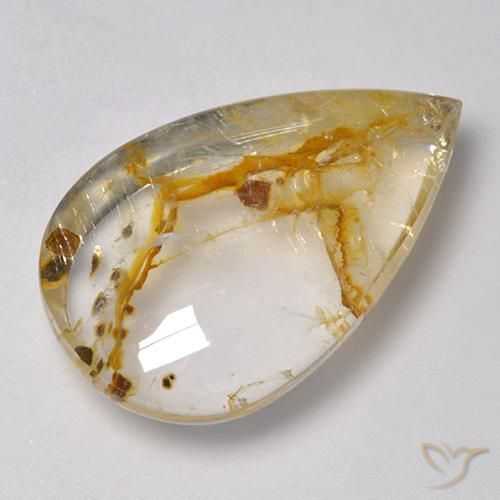 21.80ct Naturel Multicolore Quartz avec marcassite, En forme de poire, Transparent