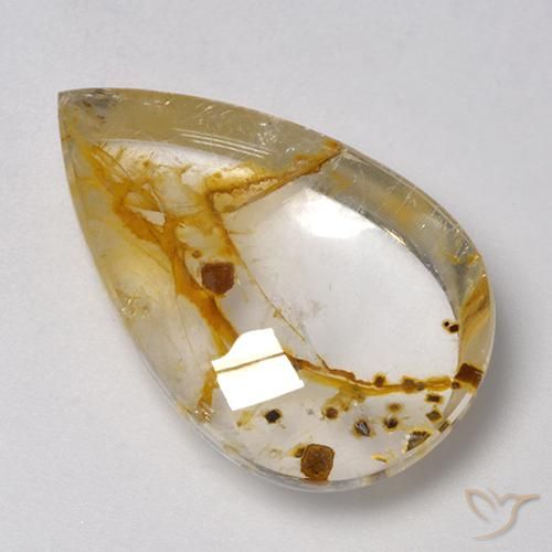 Quartz avec marcassite Multicolore naturelle En forme de poire, 21.80 ct, Transparent