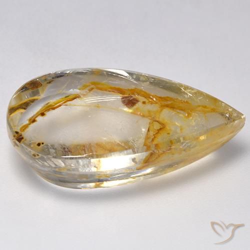 Quartz avec marcassite Multicolore naturelle En forme de poire, 21.80 ct, Transparent